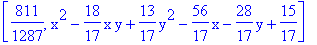 [811/1287, x^2-18/17*x*y+13/17*y^2-56/17*x-28/17*y+15/17]